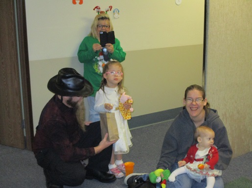 A family at the Christmas party